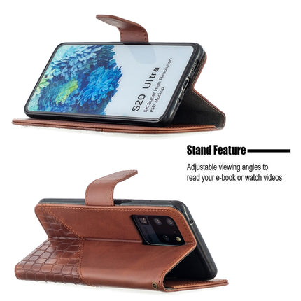 For Samsung Galaxy S20 Ultra Matching Color Crocodile Texture Horizontal Flip PU Leather Case with Wallet & Holder & Card Slots(Brown)-garmade.com