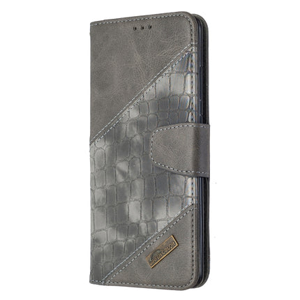 For Samsung Galaxy S20 Ultra Matching Color Crocodile Texture Horizontal Flip PU Leather Case with Wallet & Holder & Card Slots(Grey)-garmade.com