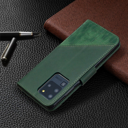 For Samsung Galaxy S20 Ultra Matching Color Crocodile Texture Horizontal Flip PU Leather Case with Wallet & Holder & Card Slots(Green)-garmade.com