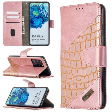 For Samsung Galaxy S20 Ultra Matching Color Crocodile Texture Horizontal Flip PU Leather Case with Wallet & Holder & Card Slots(Rose Gold)-garmade.com