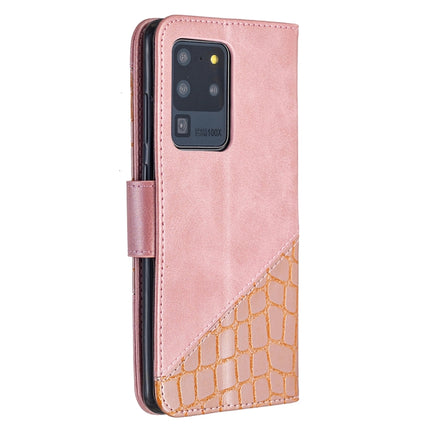 For Samsung Galaxy S20 Ultra Matching Color Crocodile Texture Horizontal Flip PU Leather Case with Wallet & Holder & Card Slots(Rose Gold)-garmade.com