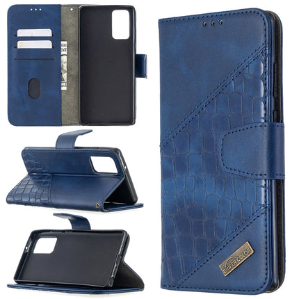 For Samsung Galaxy Note20 Matching Color Crocodile Texture Horizontal Flip PU Leather Case with Wallet & Holder & Card Slots(Blue)-garmade.com