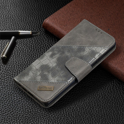 For Samsung Galaxy Note20 Matching Color Crocodile Texture Horizontal Flip PU Leather Case with Wallet & Holder & Card Slots(Grey)-garmade.com