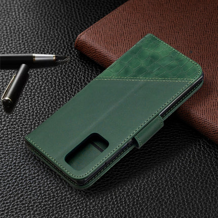 For Samsung Galaxy Note20 Matching Color Crocodile Texture Horizontal Flip PU Leather Case with Wallet & Holder & Card Slots(Green)-garmade.com