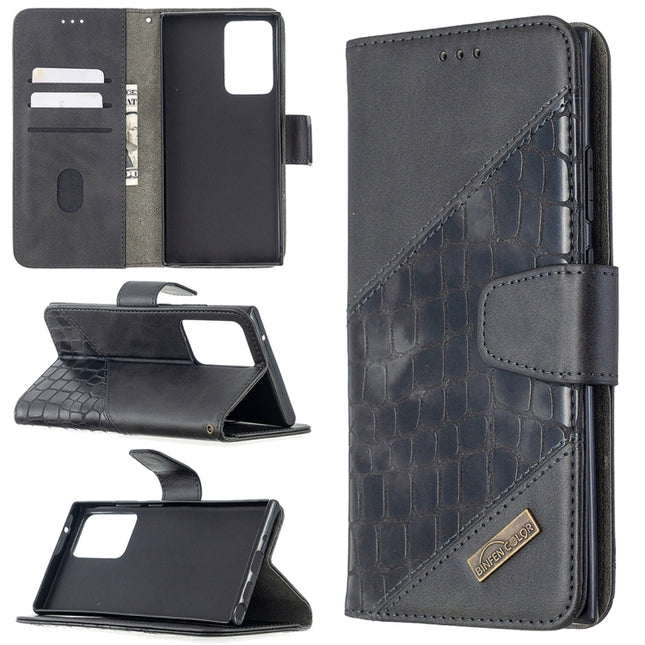 For Samsung Galaxy Note20 Ultra Matching Color Crocodile Texture Horizontal Flip PU Leather Case with Wallet & Holder & Card Slots(Black)-garmade.com