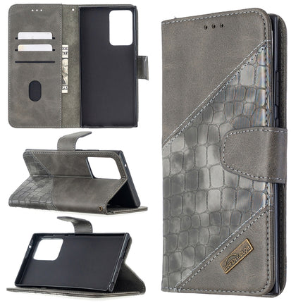 For Samsung Galaxy Note20 Ultra Matching Color Crocodile Texture Horizontal Flip PU Leather Case with Wallet & Holder & Card Slots(Grey)-garmade.com
