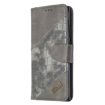 For Samsung Galaxy Note20 Ultra Matching Color Crocodile Texture Horizontal Flip PU Leather Case with Wallet & Holder & Card Slots(Grey)-garmade.com