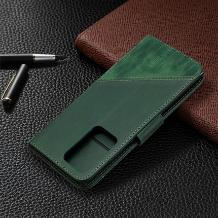 For Samsung Galaxy Note20 Ultra Matching Color Crocodile Texture Horizontal Flip PU Leather Case with Wallet & Holder & Card Slots(Green)-garmade.com