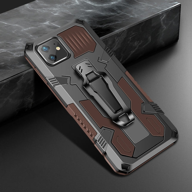 For iPhone 11 Pro Machine Armor Warrior Shockproof PC + TPU Protective Case(Coffee)-garmade.com