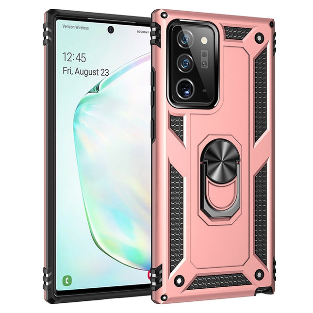 For Samsung Galaxy Note20 Ultra Shockproof TPU + PC Protective Case with 360 Degree Rotating Holder(Rose Gold)-garmade.com