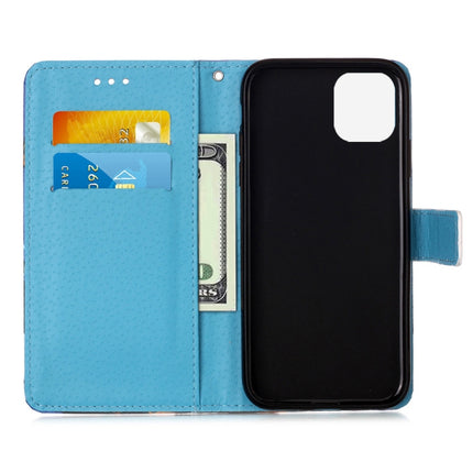 For iPhone 12 mini Painted Flat Texture Leather Case with Lanyard & Card Slot & Wallet & Holder(Waves Sun)-garmade.com
