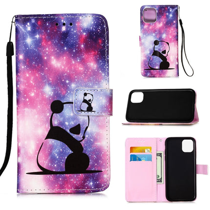 For iPhone 12 mini Painted Flat Texture Leather Case with Lanyard & Card Slot & Wallet & Holder(Baby Panda)-garmade.com