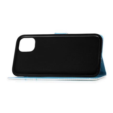 For iPhone 12 / 12 Pro Painted Flat Texture Leather Case with Lanyard & Card Slot & Wallet & Holder(Waves Sun)-garmade.com