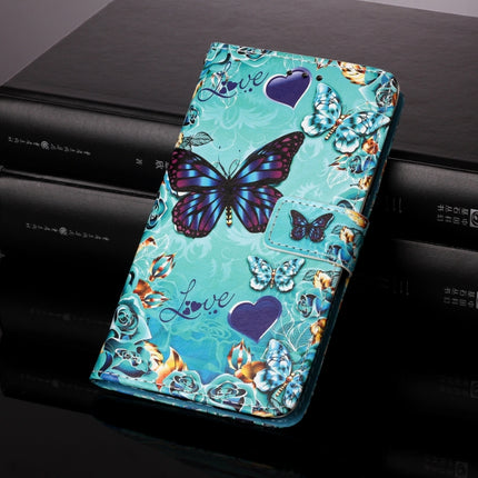 For iPhone 12 / 12 Pro Painted Flat Texture Leather Case with Lanyard & Card Slot & Wallet & Holder(Love Butterfly)-garmade.com