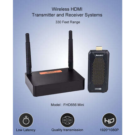 Measy FHD656 Mini 1080P HDMI 1.4 HD Wireless Audio Video Transmitter Receiver Extender Transmission System, Transmission Distance: 100m, US Plug-garmade.com