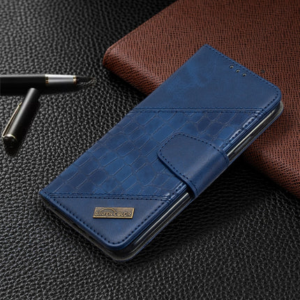 For iPhone XR Matching Color Crocodile Texture Horizontal Flip PU Leather Case with Wallet & Holder & Card Slots(Blue)-garmade.com
