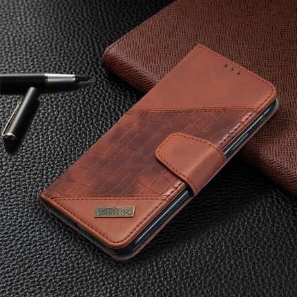 For iPhone XR Matching Color Crocodile Texture Horizontal Flip PU Leather Case with Wallet & Holder & Card Slots(Brown)-garmade.com