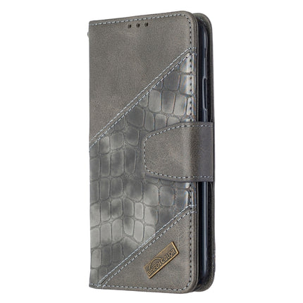 For iPhone XR Matching Color Crocodile Texture Horizontal Flip PU Leather Case with Wallet & Holder & Card Slots(Grey)-garmade.com