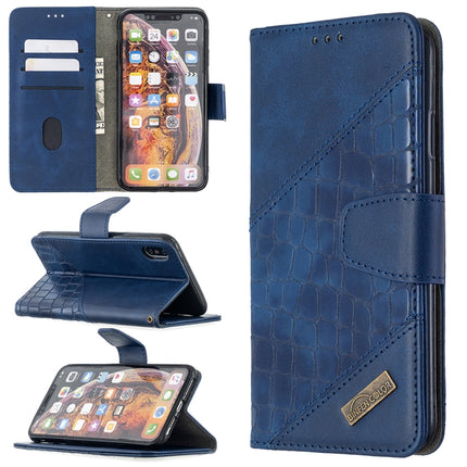 For iPhone XS Max Matching Color Crocodile Texture Horizontal Flip PU Leather Case with Wallet & Holder & Card Slots(Blue)-garmade.com