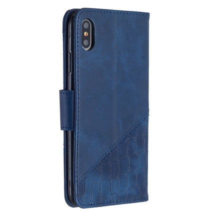 For iPhone XS Max Matching Color Crocodile Texture Horizontal Flip PU Leather Case with Wallet & Holder & Card Slots(Blue)-garmade.com