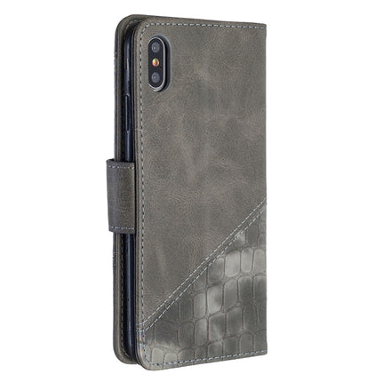 For iPhone XS Max Matching Color Crocodile Texture Horizontal Flip PU Leather Case with Wallet & Holder & Card Slots(Grey)-garmade.com