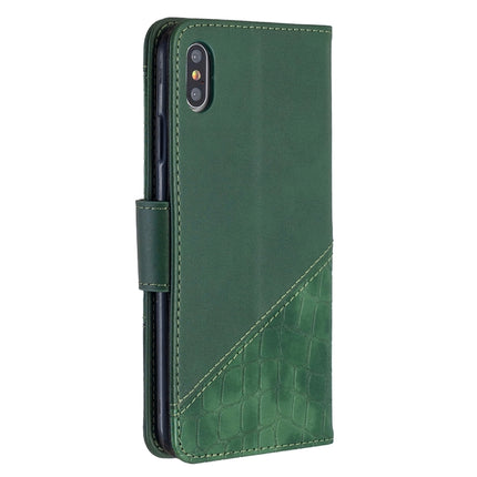 For iPhone XS Max Matching Color Crocodile Texture Horizontal Flip PU Leather Case with Wallet & Holder & Card Slots(Green)-garmade.com