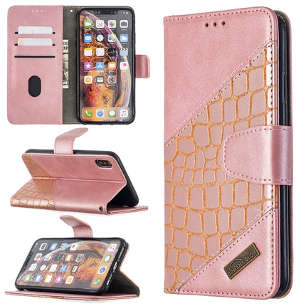 For iPhone XS Max Matching Color Crocodile Texture Horizontal Flip PU Leather Case with Wallet & Holder & Card Slots(Rose Gold)-garmade.com