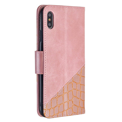 For iPhone XS Max Matching Color Crocodile Texture Horizontal Flip PU Leather Case with Wallet & Holder & Card Slots(Rose Gold)-garmade.com