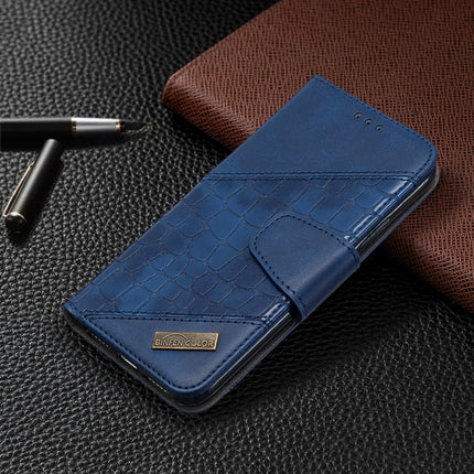 For iPhone XS / X Matching Color Crocodile Texture Horizontal Flip PU Leather Case with Wallet & Holder & Card Slots(Blue)-garmade.com