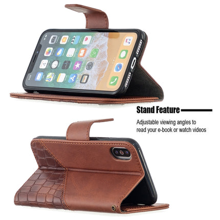 For iPhone XS / X Matching Color Crocodile Texture Horizontal Flip PU Leather Case with Wallet & Holder & Card Slots(Brown)-garmade.com