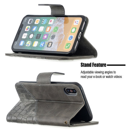 For iPhone XS / X Matching Color Crocodile Texture Horizontal Flip PU Leather Case with Wallet & Holder & Card Slots(Grey)-garmade.com