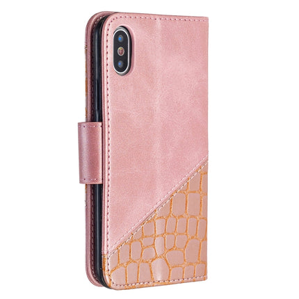 For iPhone XS / X Matching Color Crocodile Texture Horizontal Flip PU Leather Case with Wallet & Holder & Card Slots(Rose Gold)-garmade.com