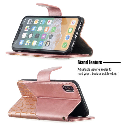 For iPhone XS / X Matching Color Crocodile Texture Horizontal Flip PU Leather Case with Wallet & Holder & Card Slots(Rose Gold)-garmade.com