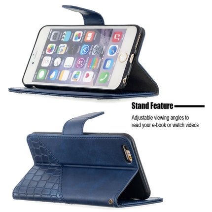 For iPhone 6 Plus Matching Color Crocodile Texture Horizontal Flip PU Leather Case with Wallet & Holder & Card Slots(Blue)-garmade.com