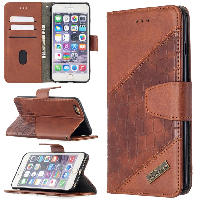 For iPhone 6 Plus Matching Color Crocodile Texture Horizontal Flip PU Leather Case with Wallet & Holder & Card Slots(Brown)-garmade.com