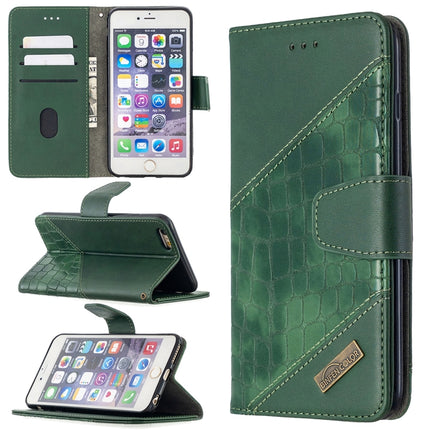For iPhone 6 Plus Matching Color Crocodile Texture Horizontal Flip PU Leather Case with Wallet & Holder & Card Slots(Green)-garmade.com