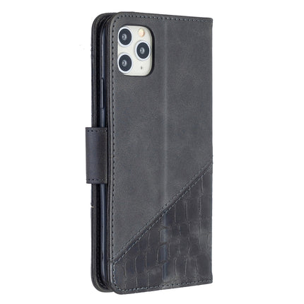 For iPhone 11 Pro Max Matching Color Crocodile Texture Horizontal Flip PU Leather Case with Wallet & Holder & Card Slots(Black)-garmade.com