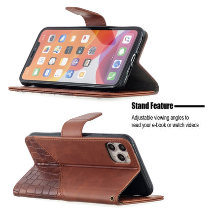 For iPhone 11 Pro Max Matching Color Crocodile Texture Horizontal Flip PU Leather Case with Wallet & Holder & Card Slots(Brown)-garmade.com