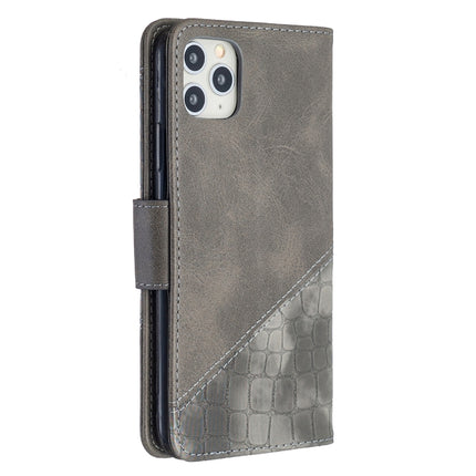 For iPhone 11 Pro Max Matching Color Crocodile Texture Horizontal Flip PU Leather Case with Wallet & Holder & Card Slots(Grey)-garmade.com