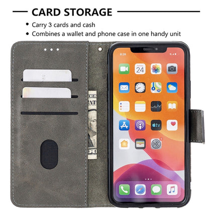 For iPhone 11 Pro Max Matching Color Crocodile Texture Horizontal Flip PU Leather Case with Wallet & Holder & Card Slots(Grey)-garmade.com