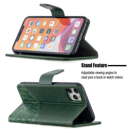 For iPhone 11 Pro Max Matching Color Crocodile Texture Horizontal Flip PU Leather Case with Wallet & Holder & Card Slots(Green)-garmade.com