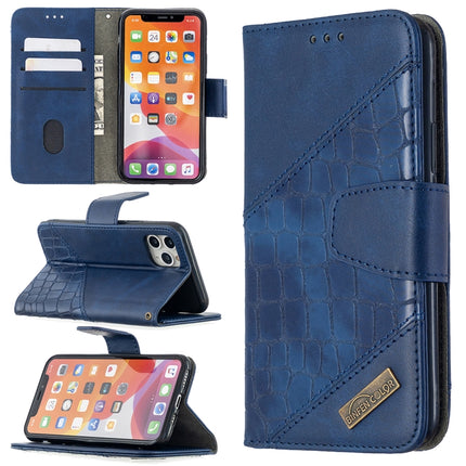 For iPhone 11 Pro Matching Color Crocodile Texture Horizontal Flip PU Leather Case with Wallet & Holder & Card Slots(Blue)-garmade.com