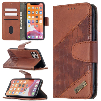 For iPhone 11 Pro Matching Color Crocodile Texture Horizontal Flip PU Leather Case with Wallet & Holder & Card Slots(Brown)-garmade.com