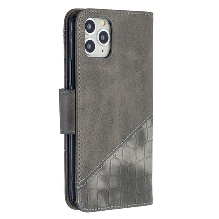 For iPhone 11 Pro Matching Color Crocodile Texture Horizontal Flip PU Leather Case with Wallet & Holder & Card Slots(Grey)-garmade.com