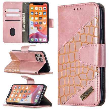 For iPhone 11 Pro Matching Color Crocodile Texture Horizontal Flip PU Leather Case with Wallet & Holder & Card Slots(Rose Gold)-garmade.com