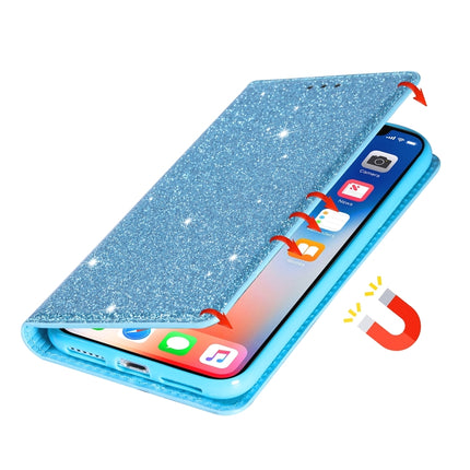 For iPhone 6 Plus Ultrathin Glitter Magnetic Horizontal Flip Leather Case with Holder & Card Slots(Sky Blue)-garmade.com