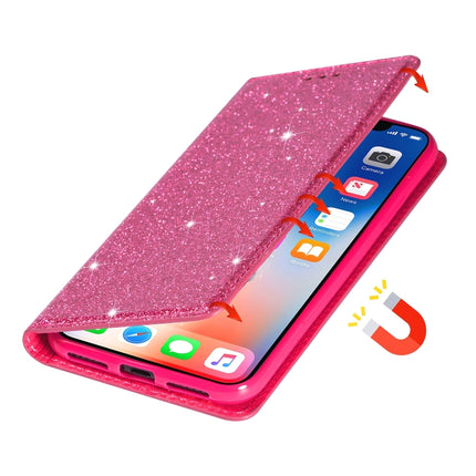 For iPhone 6 Plus Ultrathin Glitter Magnetic Horizontal Flip Leather Case with Holder & Card Slots(Rose Red)-garmade.com