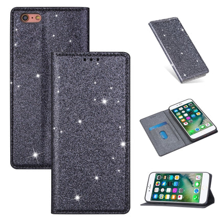 For iPhone 6 Plus Ultrathin Glitter Magnetic Horizontal Flip Leather Case with Holder & Card Slots(Gray)-garmade.com