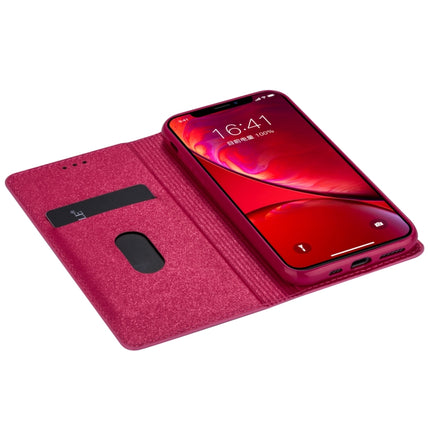 For iPhone 11 Ultrathin Glitter Magnetic Horizontal Flip Leather Case with Holder & Card Slots(Rose Red)-garmade.com