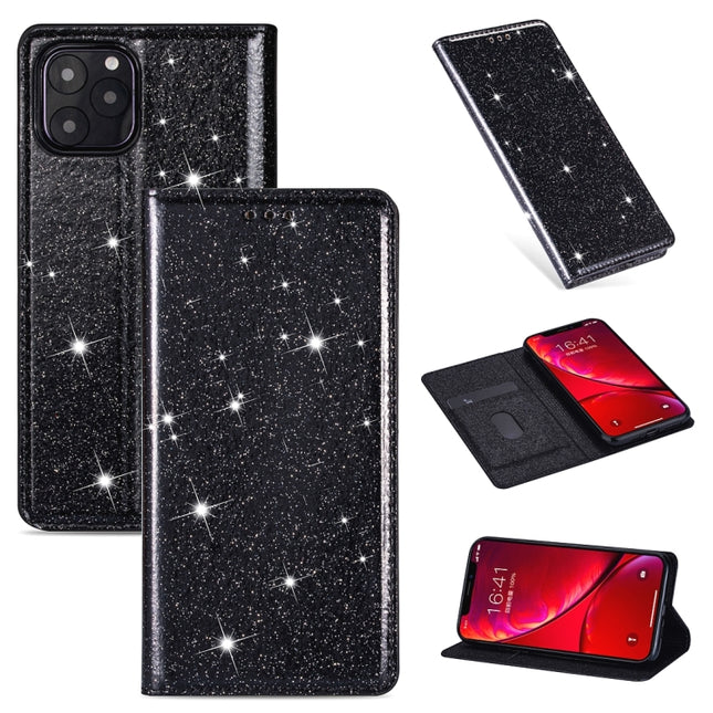 For iPhone 11 Pro Ultrathin Glitter Magnetic Horizontal Flip Leather Case with Holder & Card Slots(Black)-garmade.com